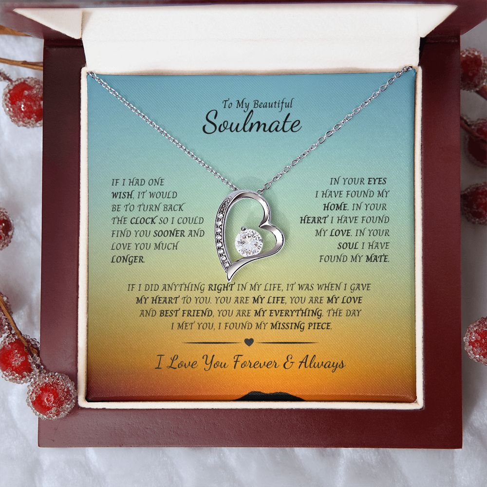 Forever Love Necklace in white gold or gold, over stainless.