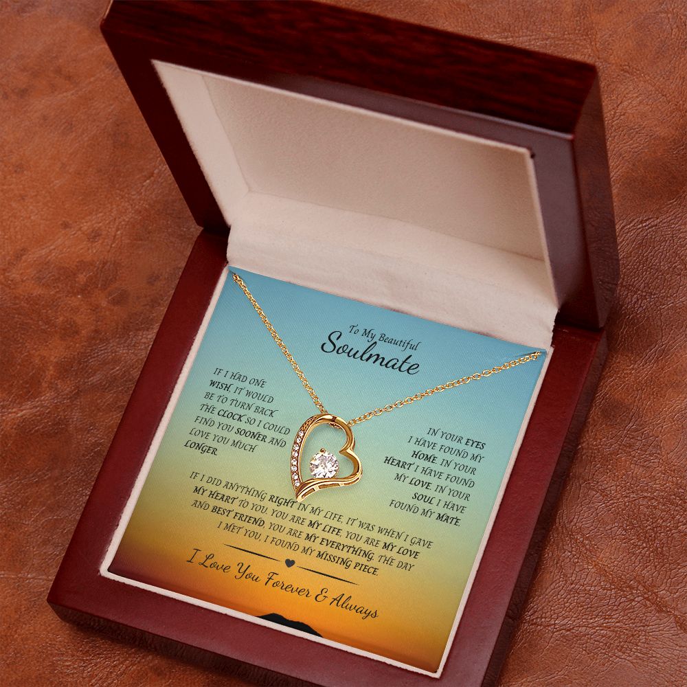 Forever Love Necklace in white gold or gold, over stainless.