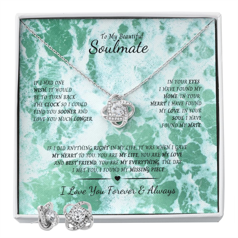 Love Knot Earing & Necklace set - Ocean Box
