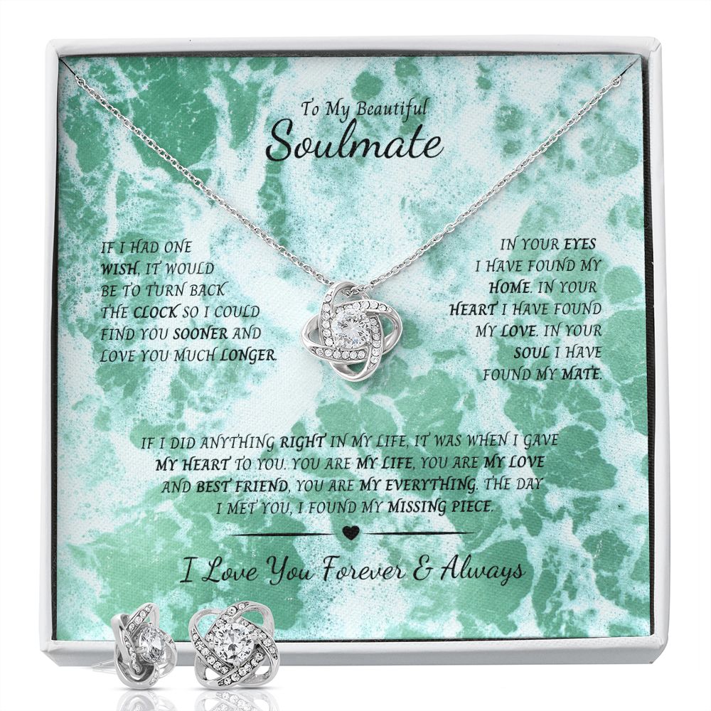 Love Knot Earing & Necklace set - Ocean Box