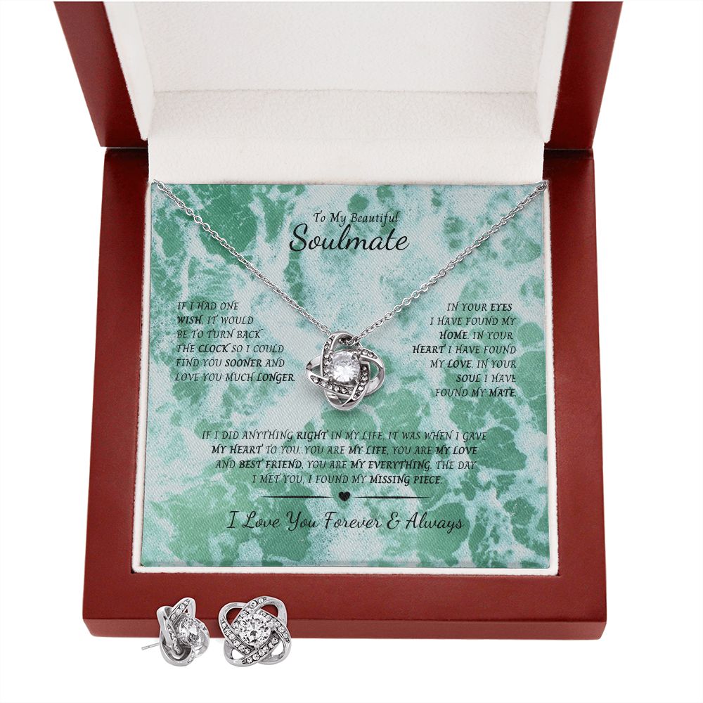 Love Knot Earing & Necklace set - Ocean Box