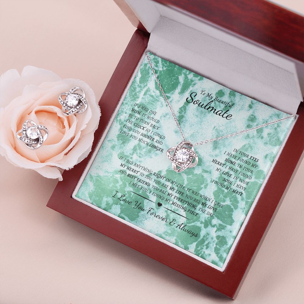 Love Knot Earing & Necklace set - Ocean Box