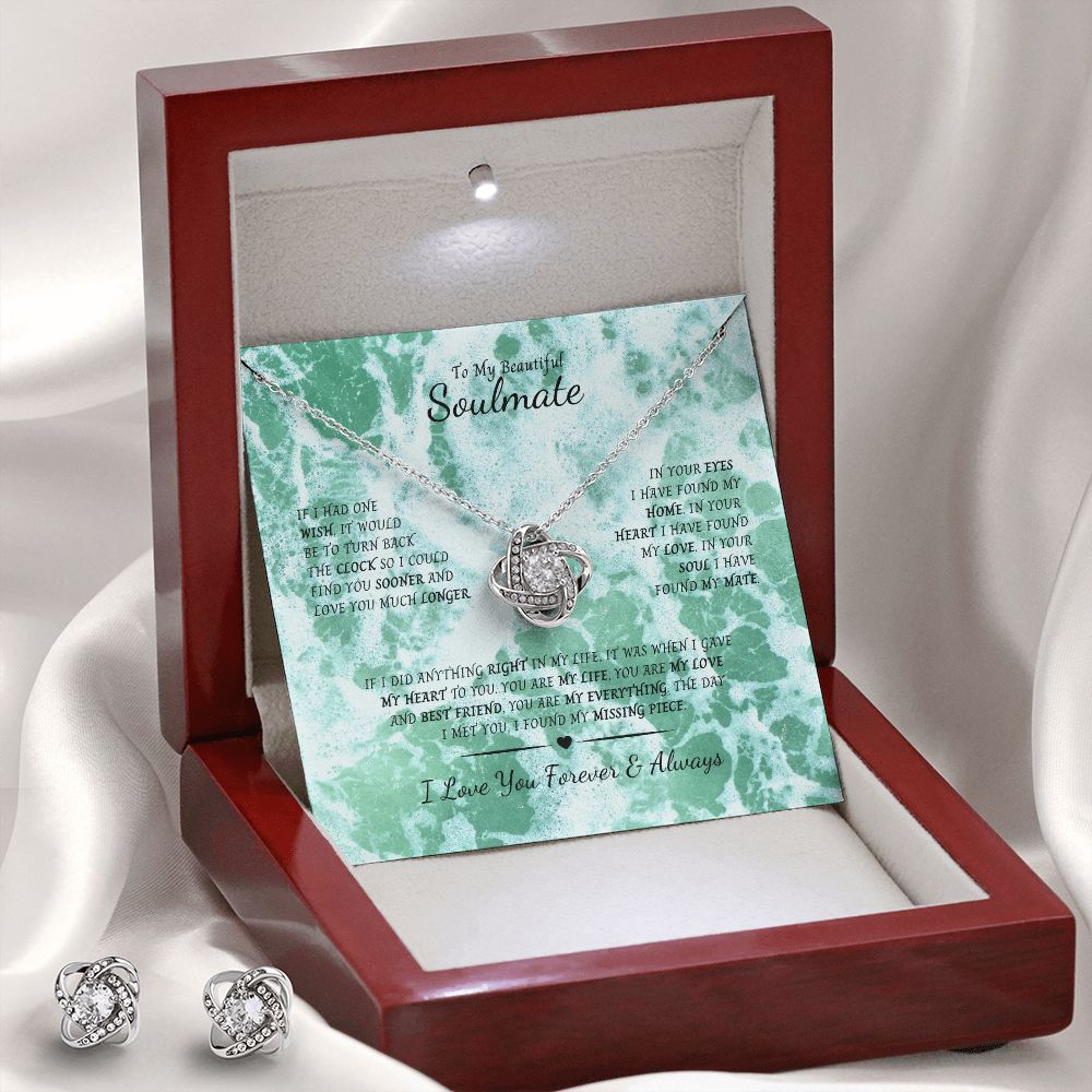 Love Knot Earing & Necklace set - Ocean Box