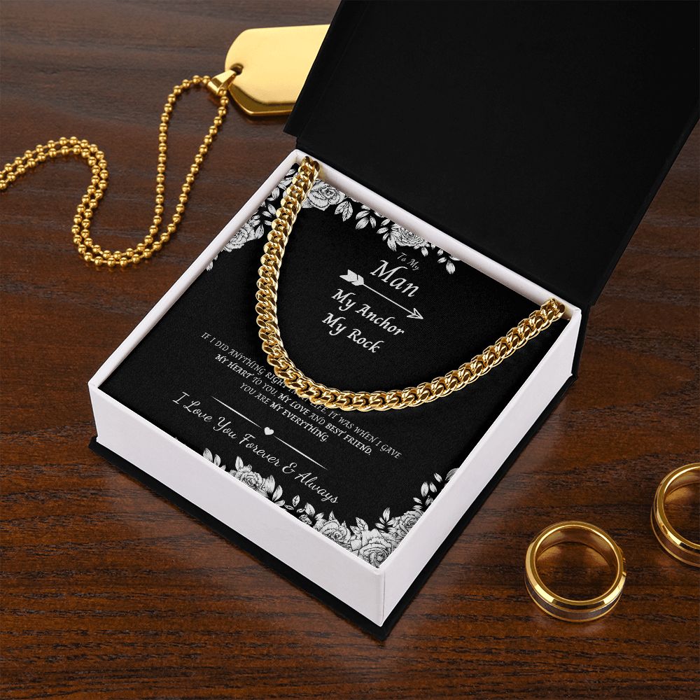 Cuban Link Chain Necklace - Black and White Box