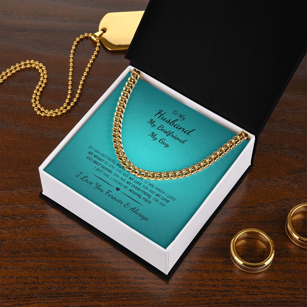Cuban Link Chain Necklace - Blue Box