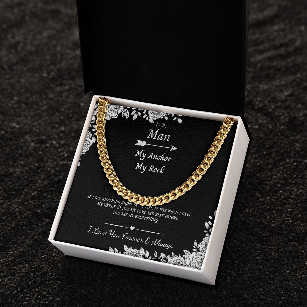 Cuban Link Chain Necklace - Black and White Box