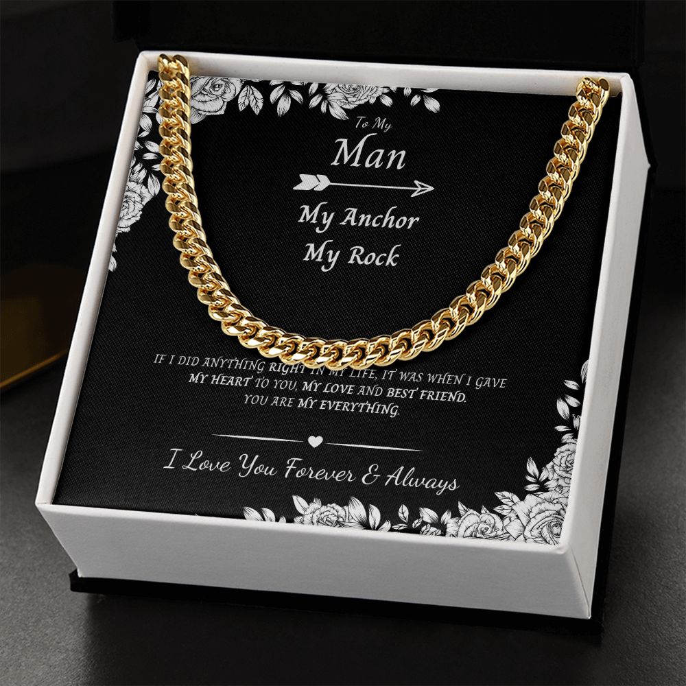 Cuban Link Chain Necklace - Black and White Box