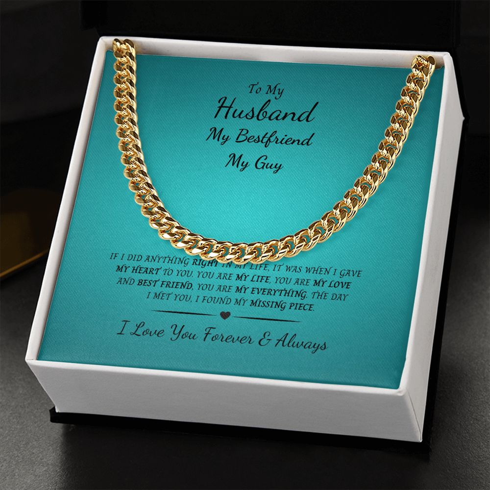 Cuban Link Chain Necklace - Blue Box