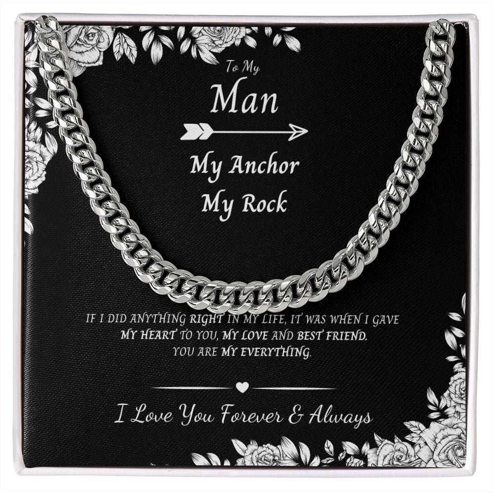 Cuban Link Chain Necklace - Black and White Box