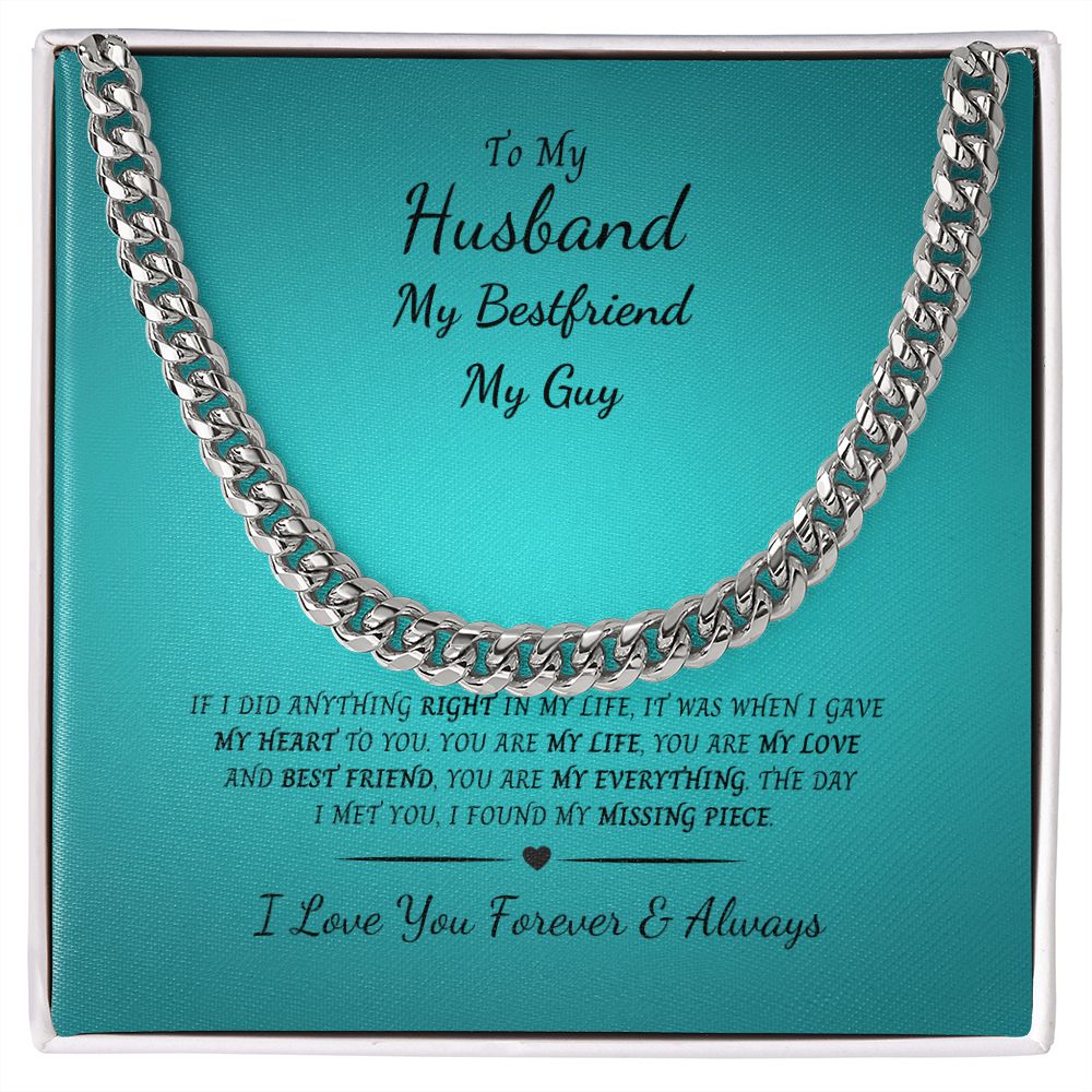 Cuban Link Chain Necklace - Blue Box
