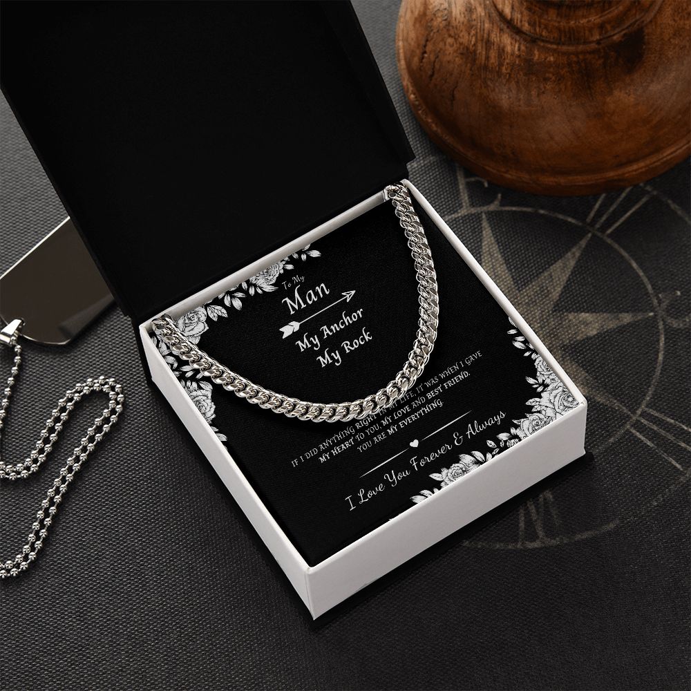 Cuban Link Chain Necklace - Black and White Box
