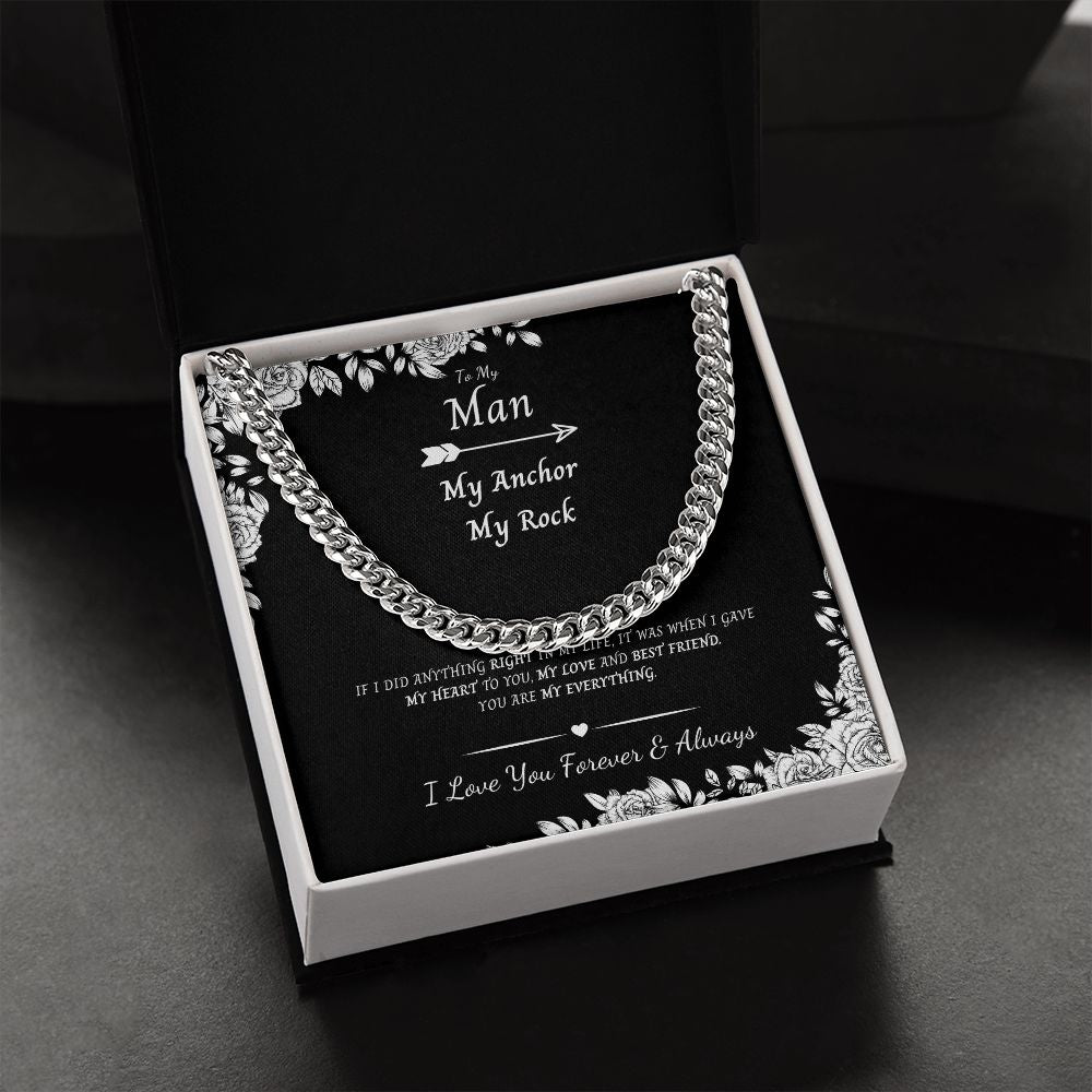 Cuban Link Chain Necklace - Black and White Box