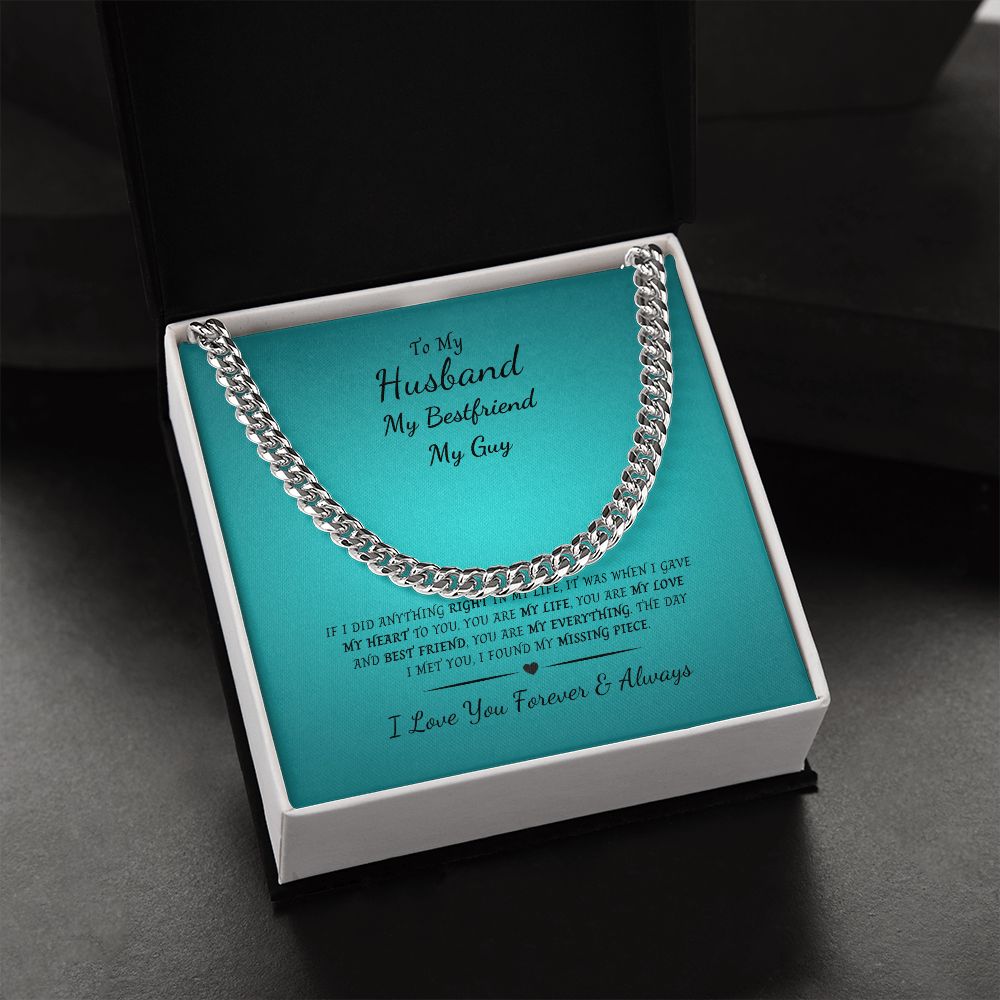 Cuban Link Chain Necklace - Blue Box