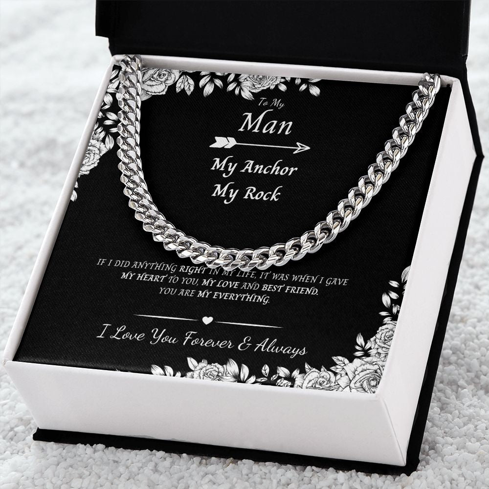 Cuban Link Chain Necklace - Black and White Box
