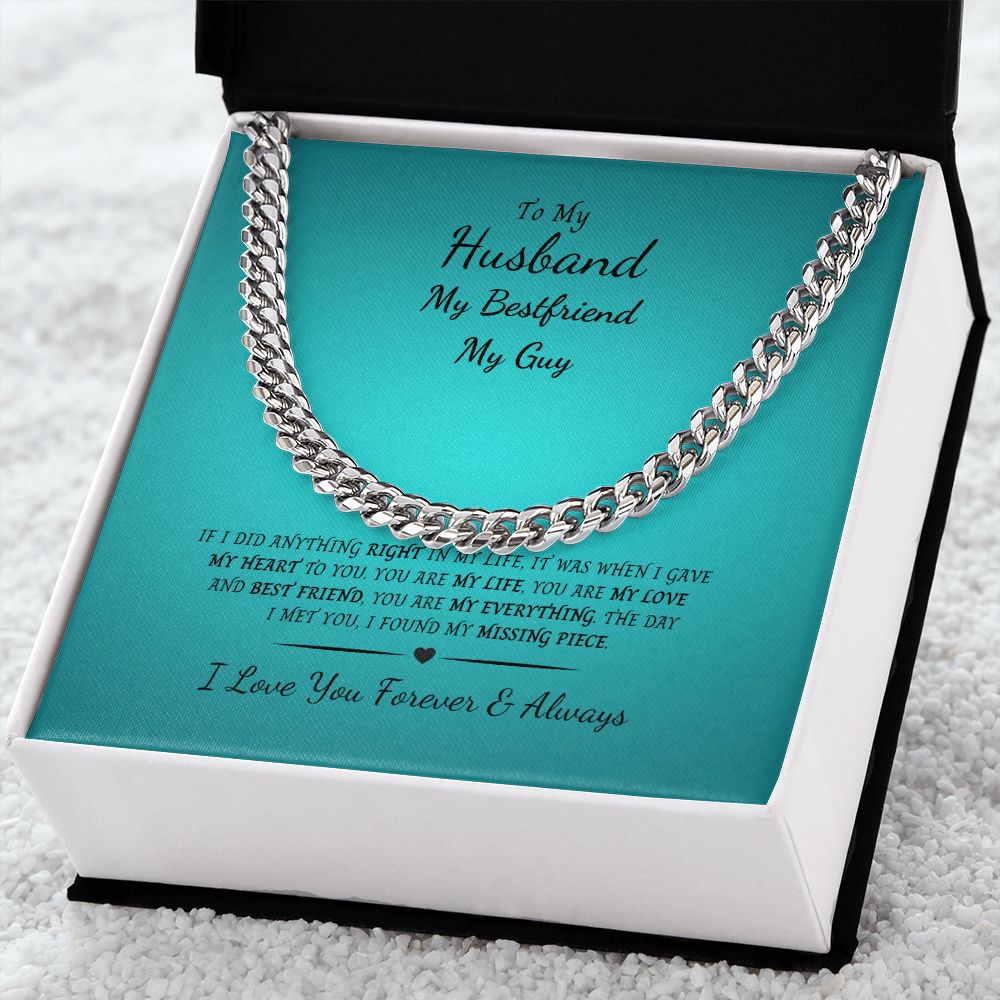 Cuban Link Chain Necklace - Blue Box