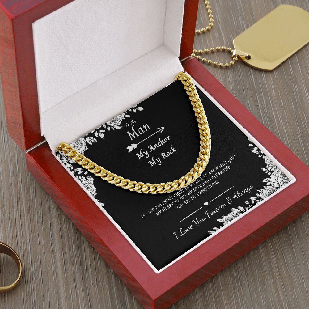 Cuban Link Chain Necklace - Black and White Box