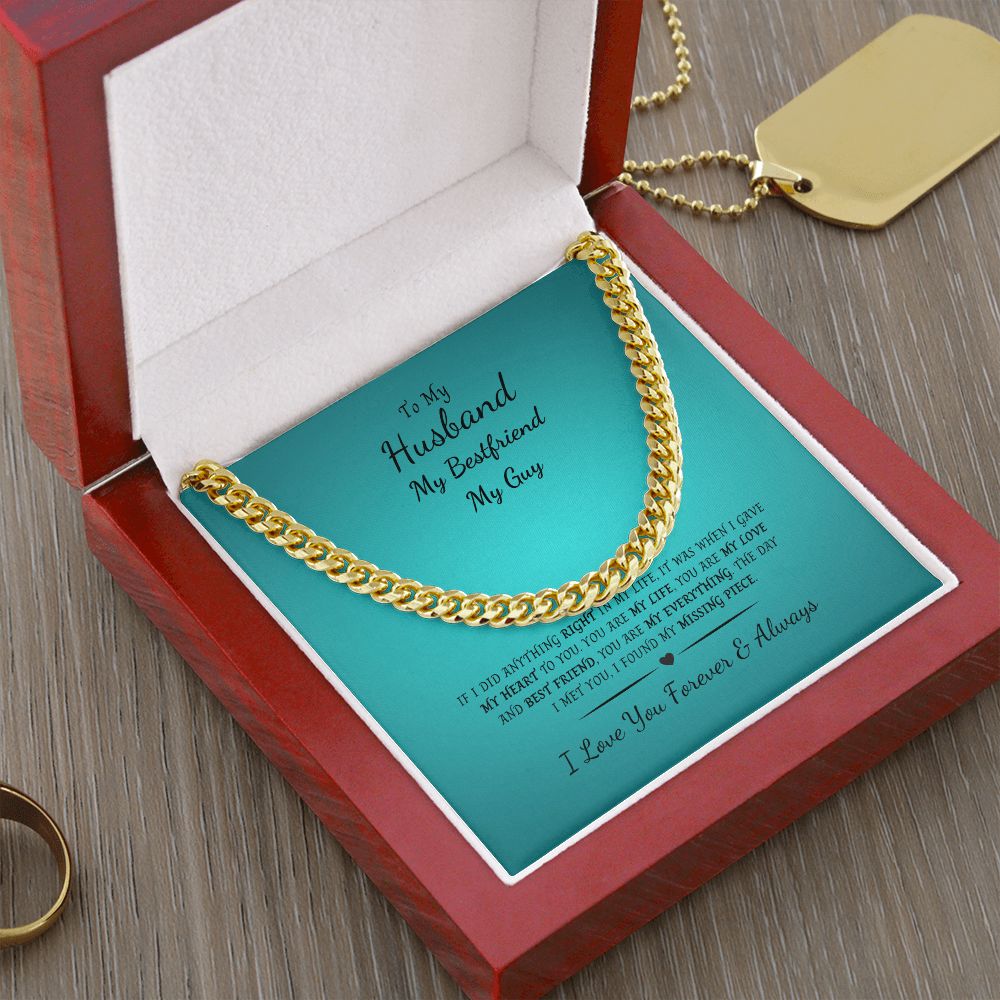 Cuban Link Chain Necklace - Blue Box