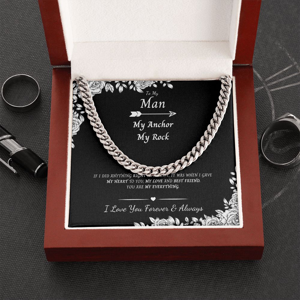 Cuban Link Chain Necklace - Black and White Box