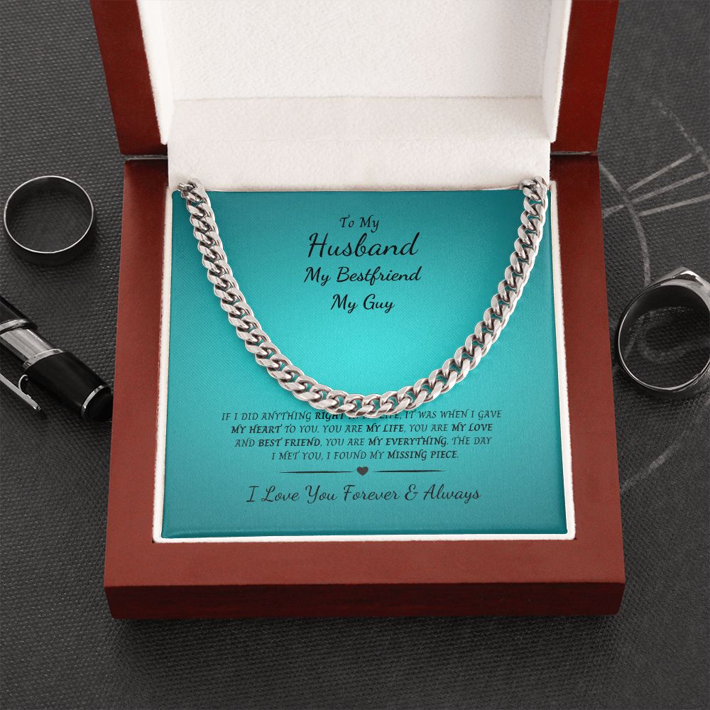 Cuban Link Chain Necklace - Blue Box