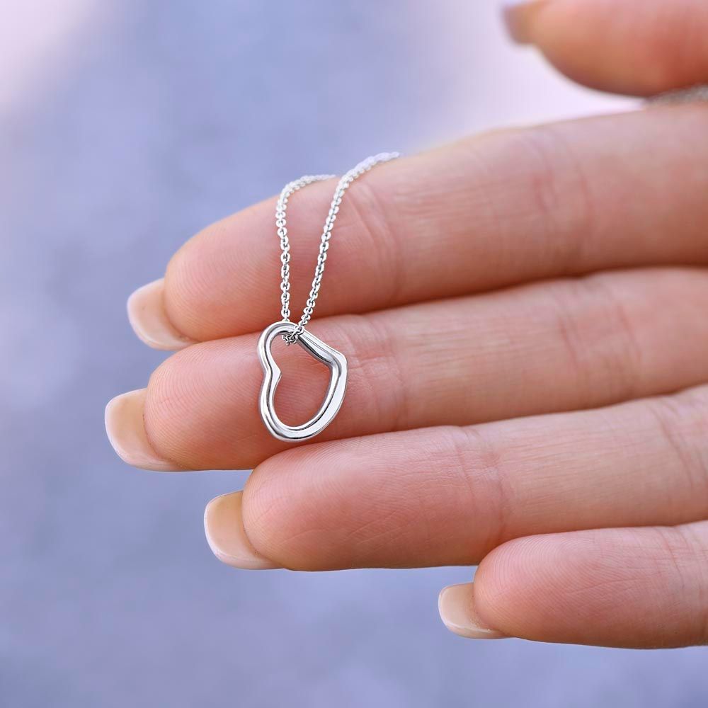 Delicate Heart Necklace - Black/Pink Flower Box