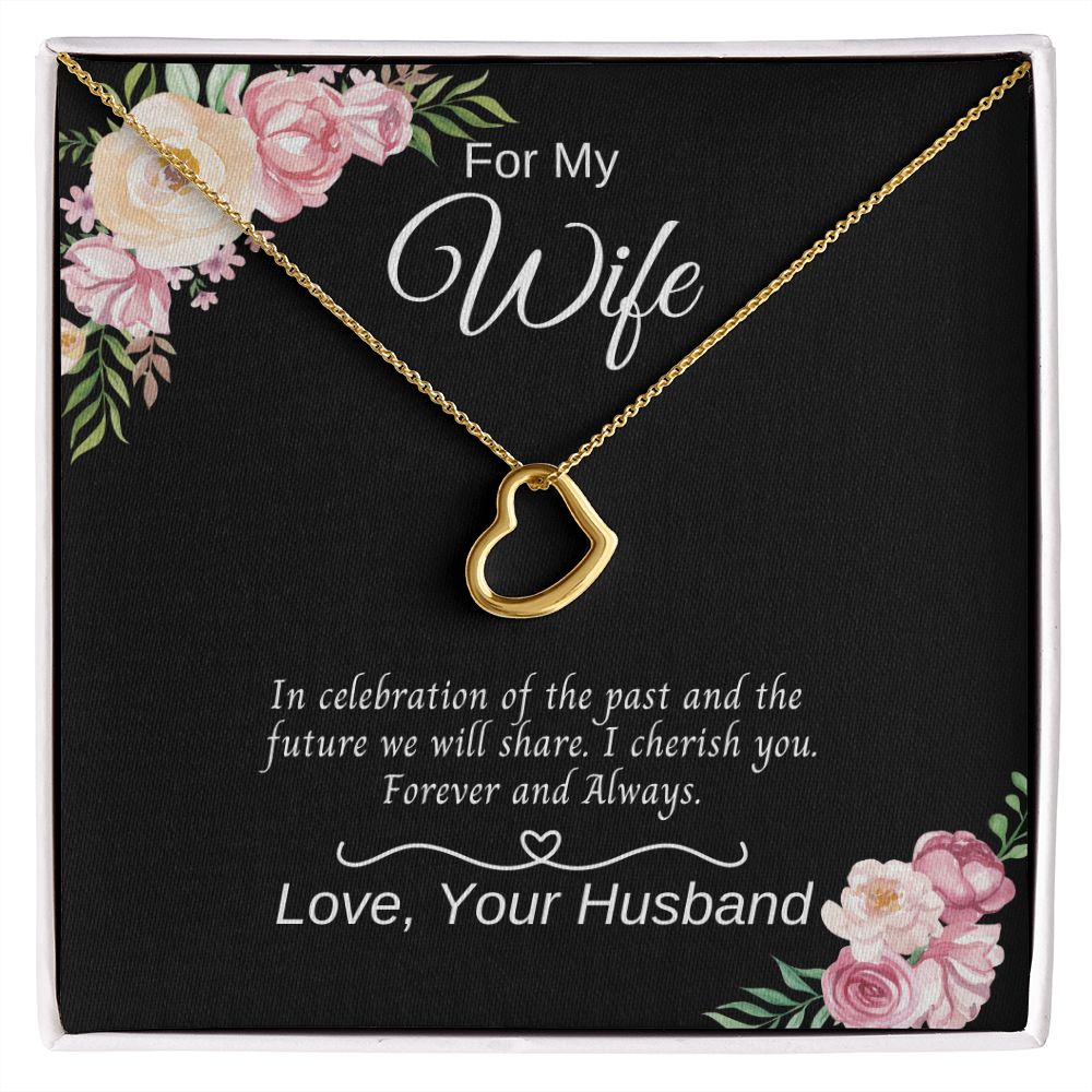 Delicate Heart Necklace - Black/Pink Flower Box