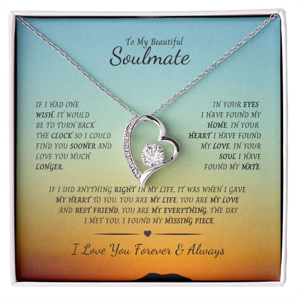Forever Love Necklace in white gold or gold, over stainless.