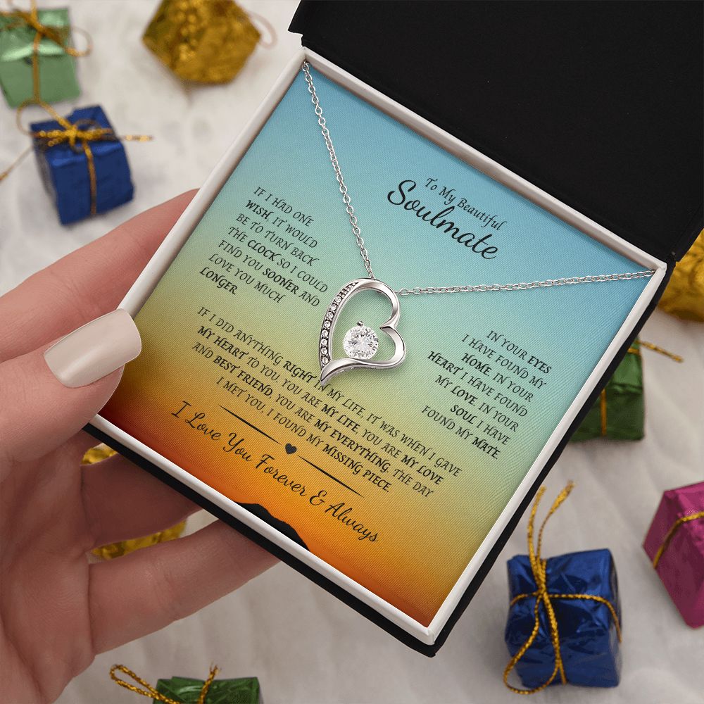 Forever Love Necklace in white gold or gold, over stainless.