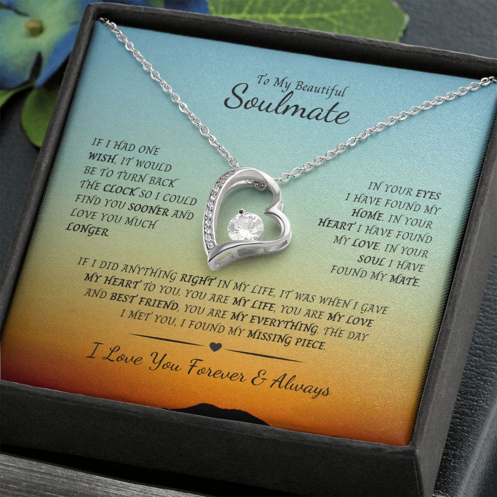 Forever Love Necklace in white gold or gold, over stainless.