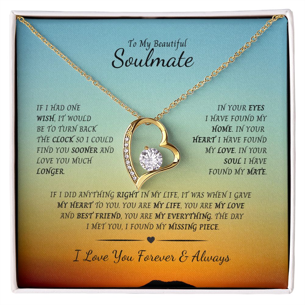 Forever Love Necklace in white gold or gold, over stainless.