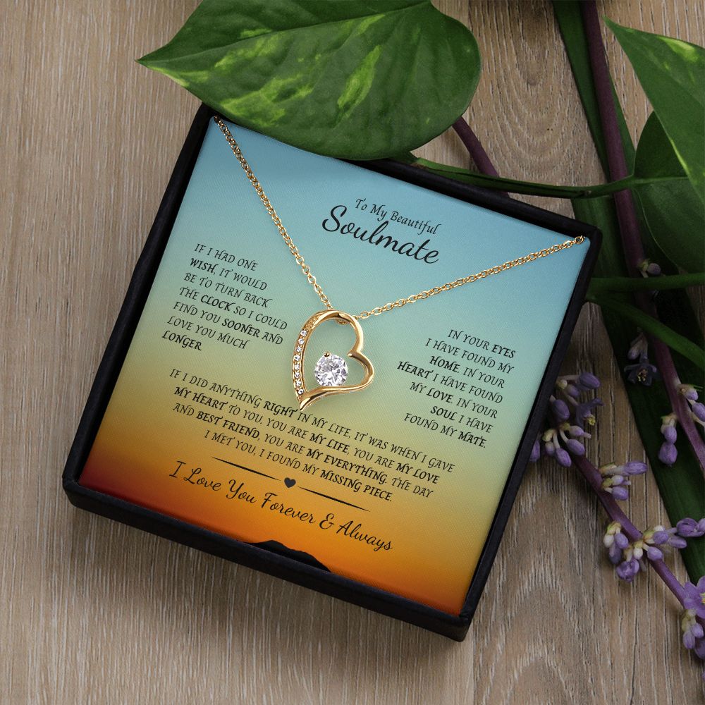 Forever Love Necklace in white gold or gold, over stainless.