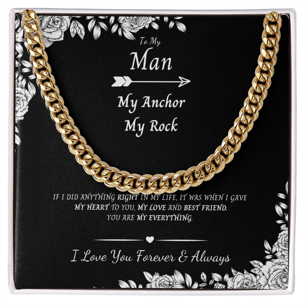 Cuban Link Chain Necklace - Black and White Box