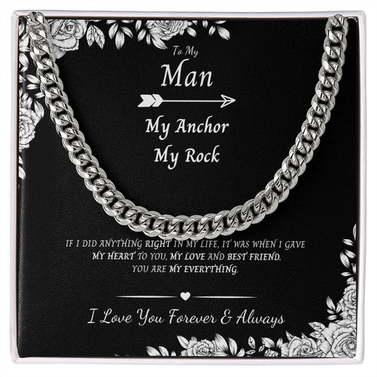 Cuban Link Chain Necklace - Black and White Box