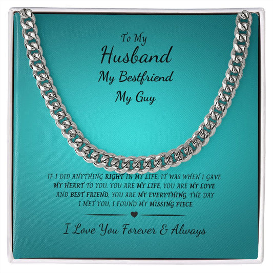 Cuban Link Chain Necklace - Blue Box