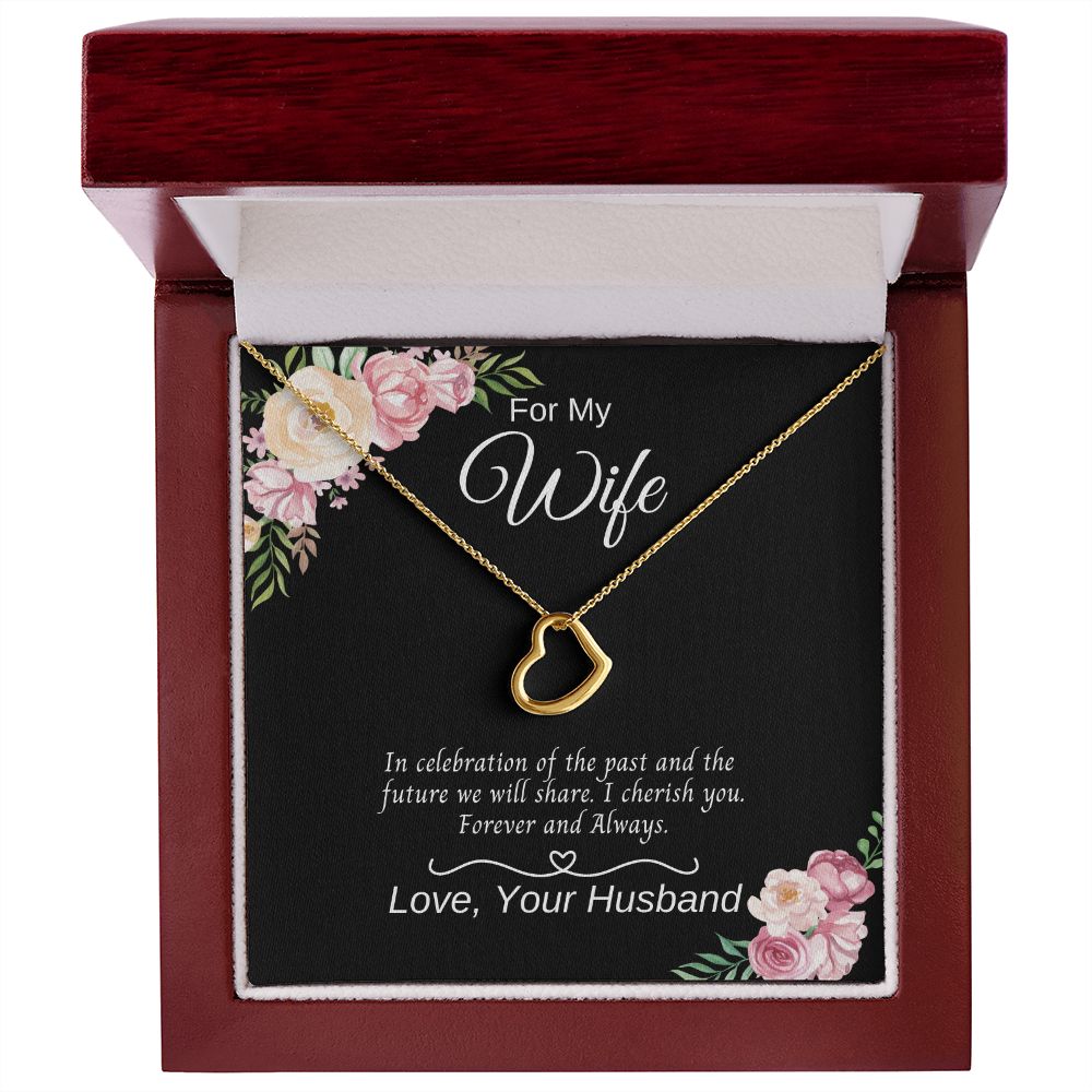 Delicate Heart Necklace - Black/Pink Flower Box