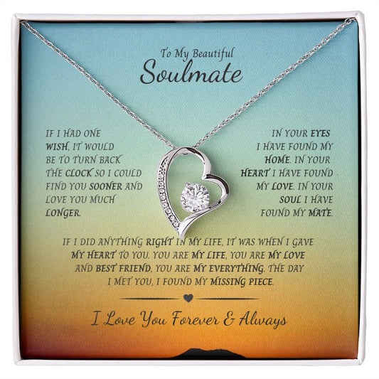 Forever Love Necklace in white gold or gold, over stainless.