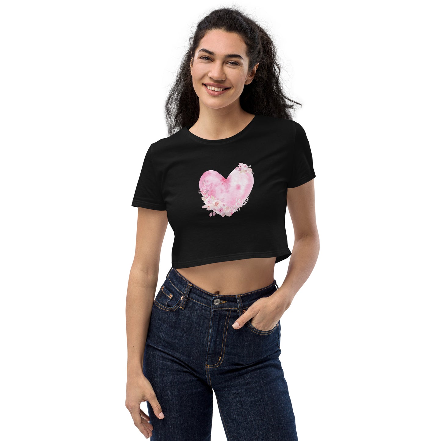 Pink Heart Organic Crop Top