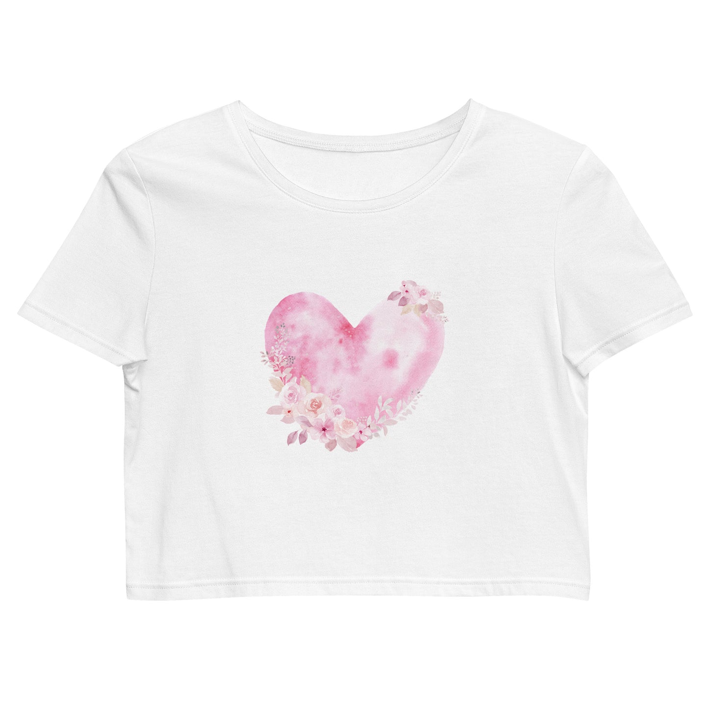 Pink Heart Organic Crop Top