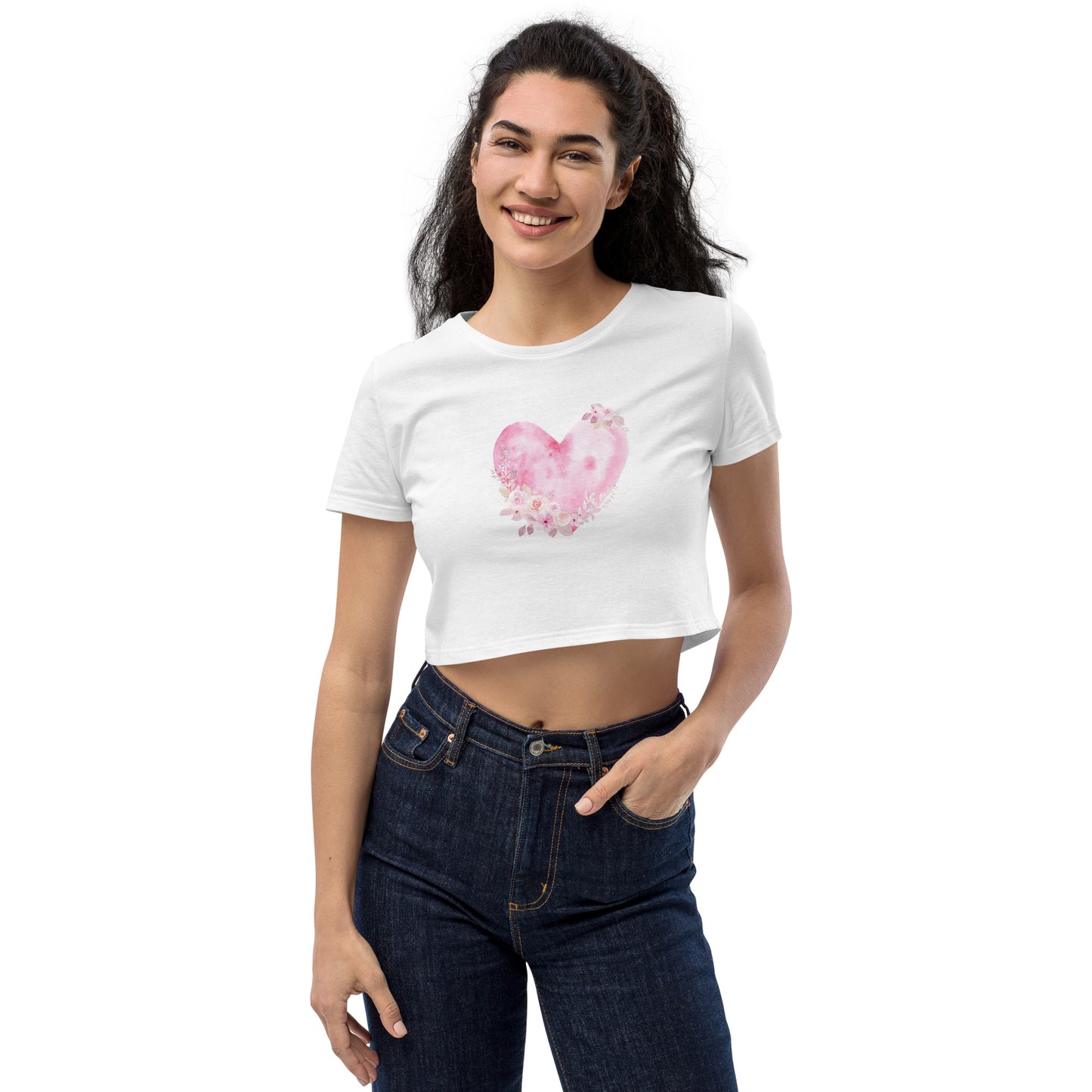 Pink Heart Organic Crop Top