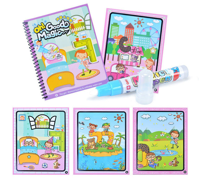 Magic Water Drawing Book Coloring Book Doodle with Magic Pen Painting Board Juguetes For Children Education Drawing Toy